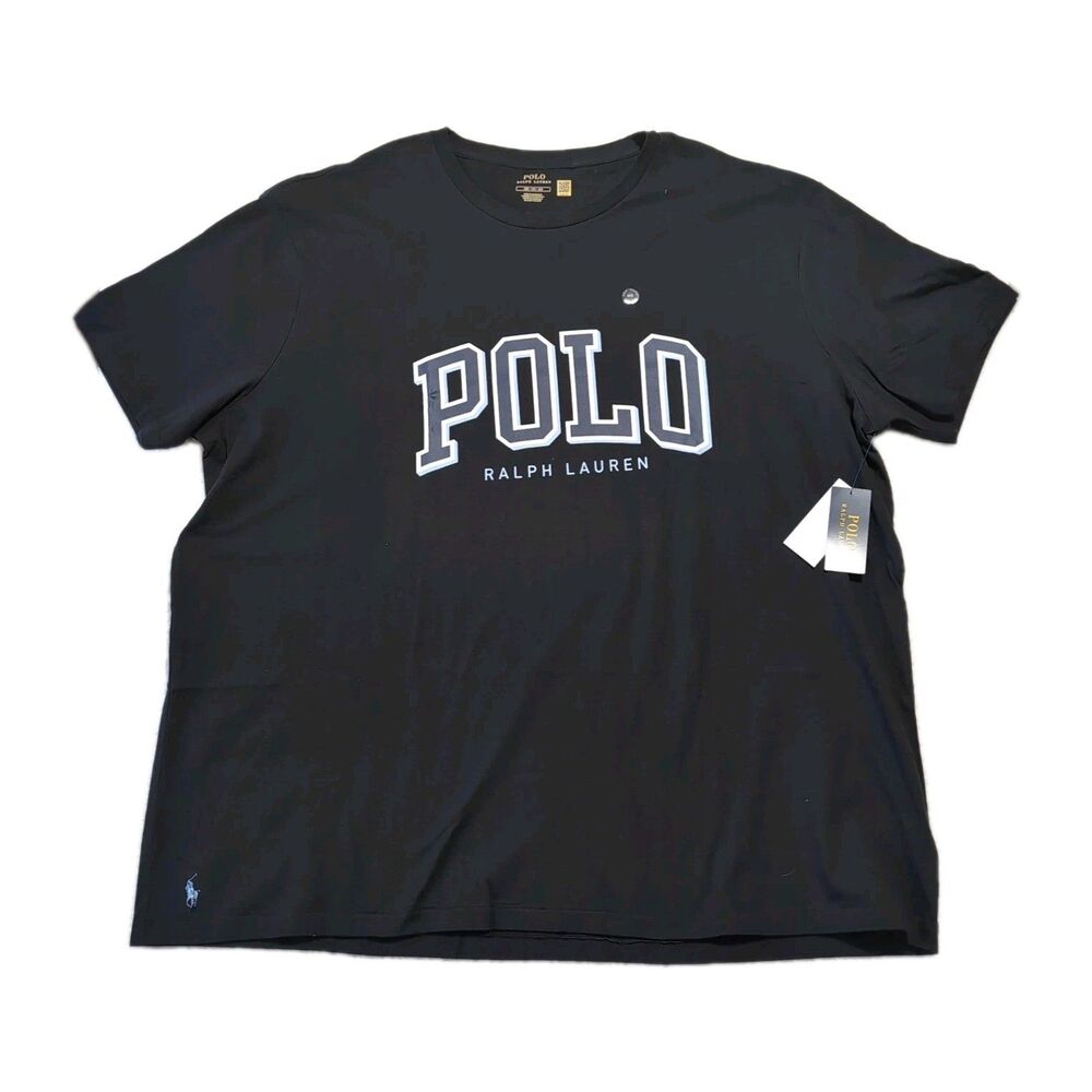 Polo Ralph Lauren Men's 4XB Black Logo-Printed Crewneck Single Stitch T-Shirt - Picture 2 of 7